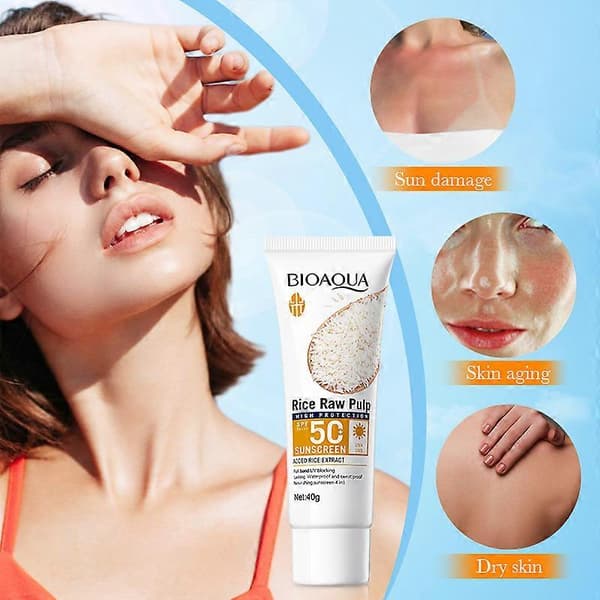 BIOAOUA Rispuré Solskyddsmedel SPF50+ PA+++ - 40g Vitgörande UV-skydd