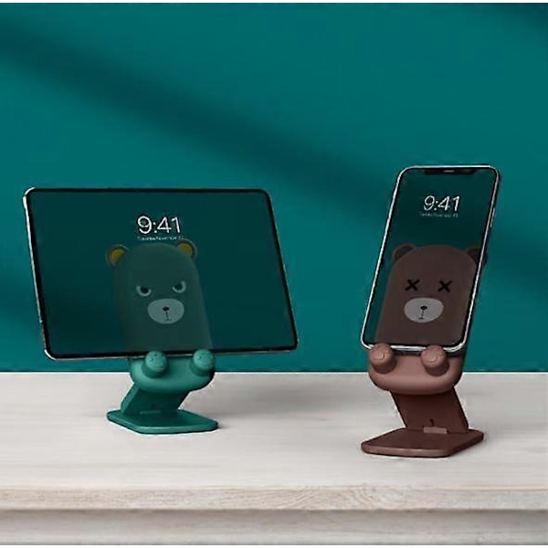 Grønn Sunny Søt Sammenleggbar Justerbar Tegneserie Mobiltelefonholder Stativ for Skrivebord