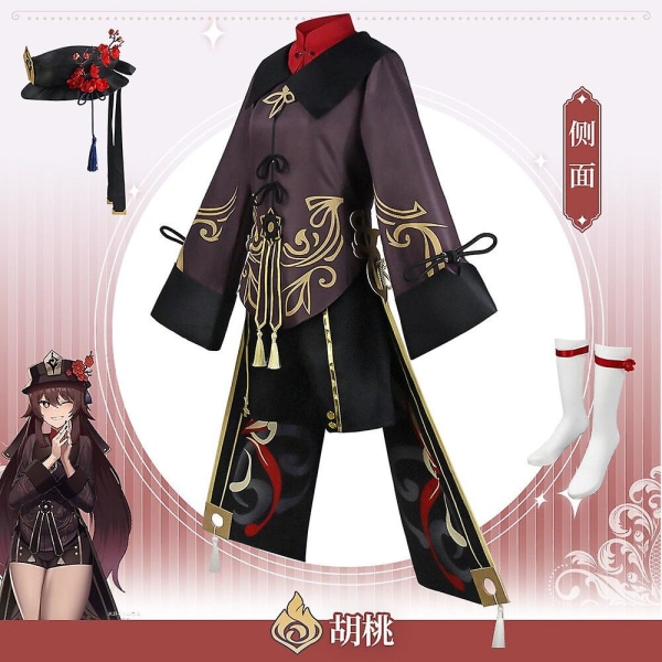 Spel Genshin Impact Hutao Cosplay Kostym Peruk Hästsvans Hår Liyue Hu Tao Ringar Genshin Cosplay Kostymer M