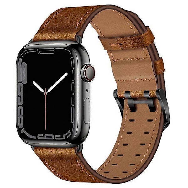 Kompatibel med Apple Watch Series 10 42mm / 9 8 7 41mm / 6 5 4 SE SE (2022) SE (2023) 40mm / 3 2 1 38mm Urrem Ægte Læder Brown