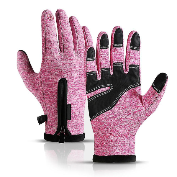 Vinterhandskar för män och kvinnor, vattentäta varma handskar, fingertippskänsliga S-XL Black S