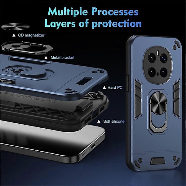 Kompatibelt Skal för Honor Magic7 Pro 5G PC+TPU Stöttåligt Telefonskal med Ringstativ Blue