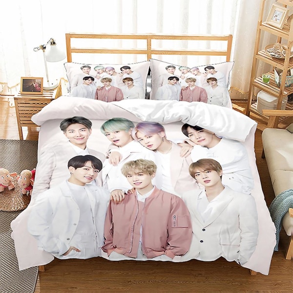 BTS 3D-printet sengesett dynetrekk dynetrekk putetrekk barnegave farge 4 US TWIN 173x218cm