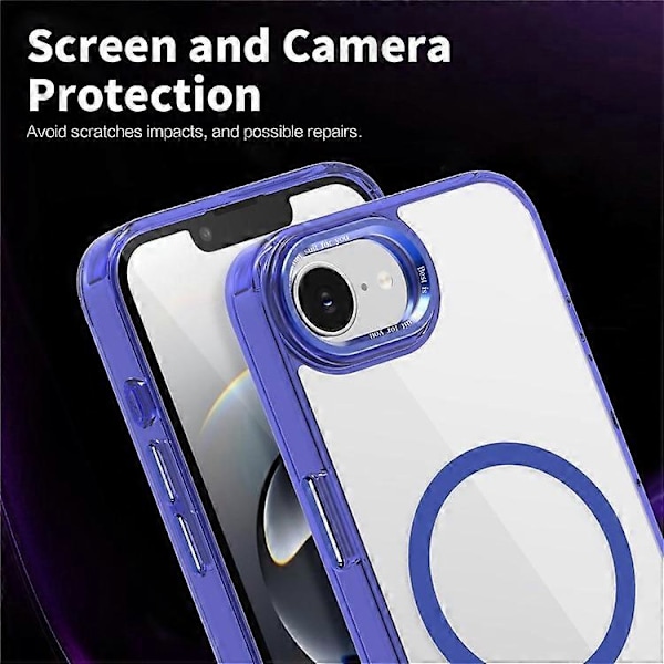 Kompatibelt deksel for iPhone 16e TPU+PC Transparent Magnetisk Telefondeksel Blue