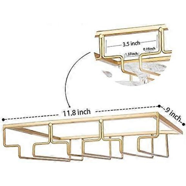 Vinglassholder - Vinglassholder for under skap Stamware Glass Oppbevaring Henger Metall Organizer for Bar Kjøkken Gull