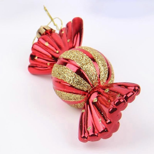 5 st Röda Godisformade Julgranskulor, Julgranskulor Godis Ornament, Hängande Juldekorationer, Glänsande och Glitter för Julfest De