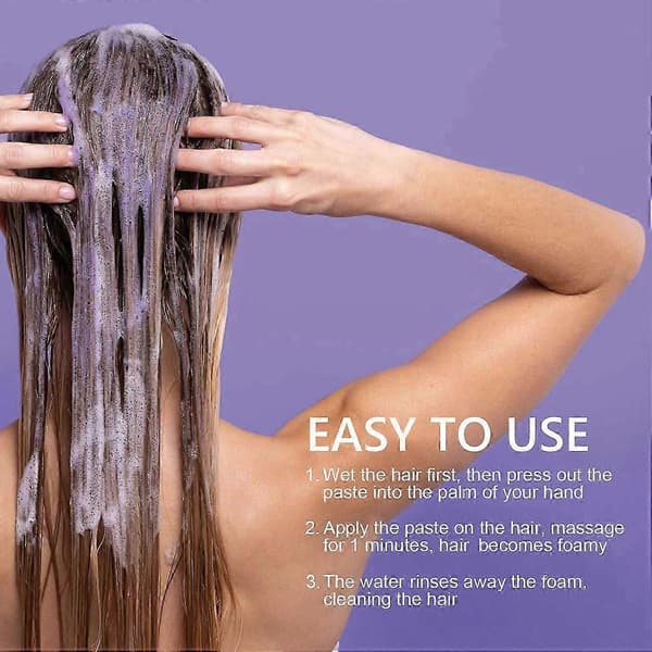 Lilla shampoo neutraliserer messing- og gule toner til blondt, bleget, sølv- og gråt hår, fremhæver highlights og farve 2PCS