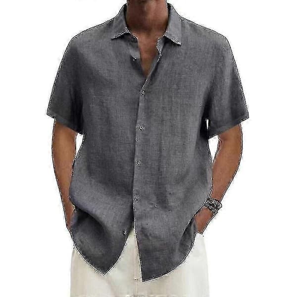 Herr kortärmad skjorta Gray 2XL