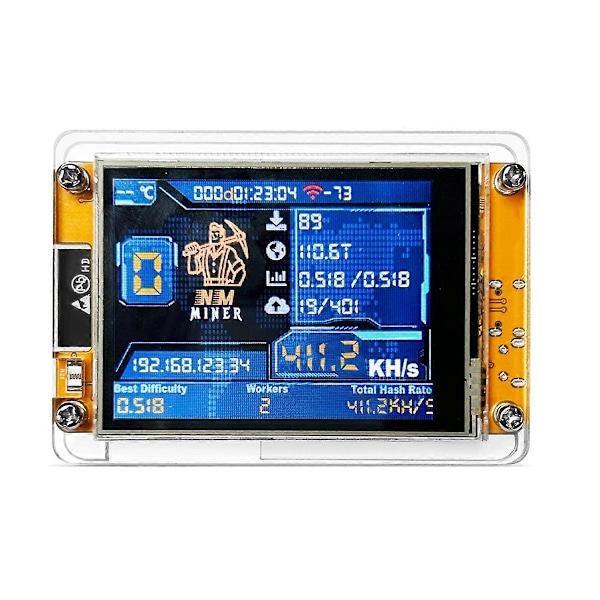 NMMiner NerdMiner V2 411KH/S Hashrate ESP32 2.8 Tum Smart Display BTC Solo Lotteri Miner Bitcoin Krypto Lotteri Miner