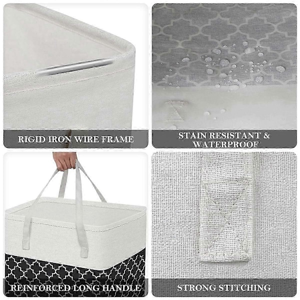 Vattentät Tvättkorg, Hög Tvättbalja, Sovrum, Badrum, Sovsal Tvättkorg, 2-pack, Svart
