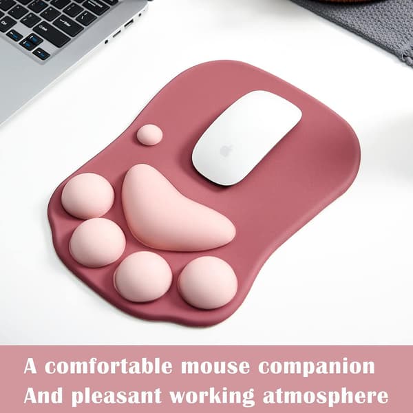 Musemåtte med håndledsstøtte, rød, Ergonomisk musemåtte, Kawaii katte-musemåtte, Silikone gel musemåtte, Skridsikker base, Til hjemmet/kontoret/gaming