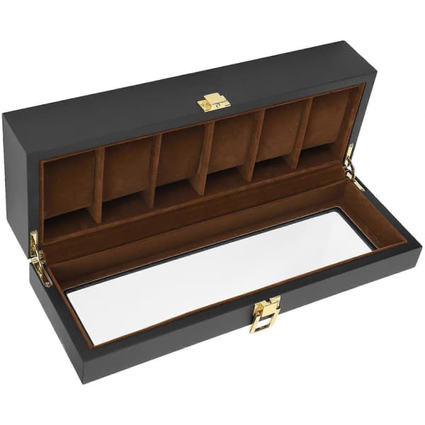 Förvaringslåda för 6 Klockor Herrklockor Samlarhållare Trä Klockdisplay Box Organizer