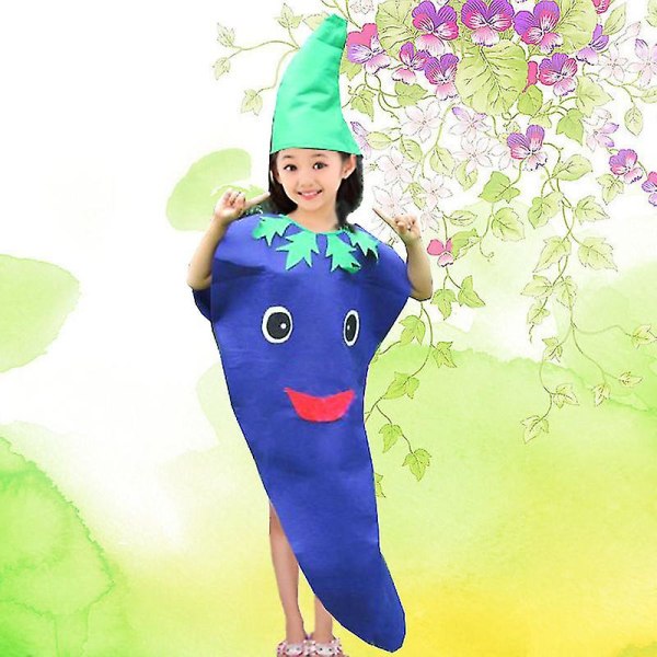 Morotsdräkt för barn, fiberduk, grönsaksdräkt, festlig maskerad, barnens dag-show, lämplig för 100-130 cm eggplant