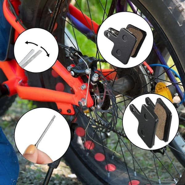 Cykelskivebremseklodser og fjeder kompatible (4 stk. Sort)