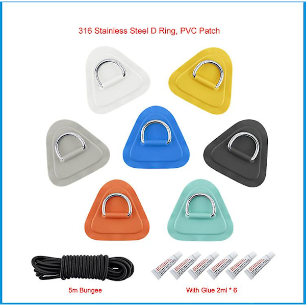 1 Sæt D Ring Pad PVC Patch Båd Dæk Rigging 2.5m Elastisk Bungee Reb Sæt Til Stand Up Paddle Board Sup Dæk Tilbehør Hvid