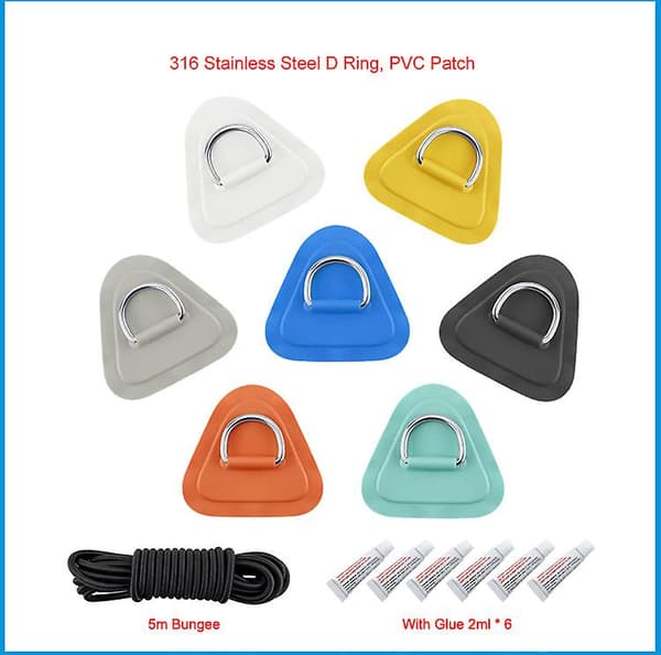 1 Sett D-Ring Pad PVC Patch Båtdekk Rigging 2.5m Elastisk Strikk Tau Kit For Stand Up Paddle Board Sup Dekk Tilbehør Hvit