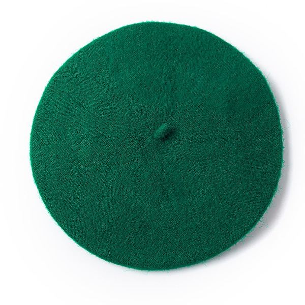 Höst- och vinterhatt ull förtjockad basker fransk konstnär basker kvinnlig målarmössa beanie Emerald green