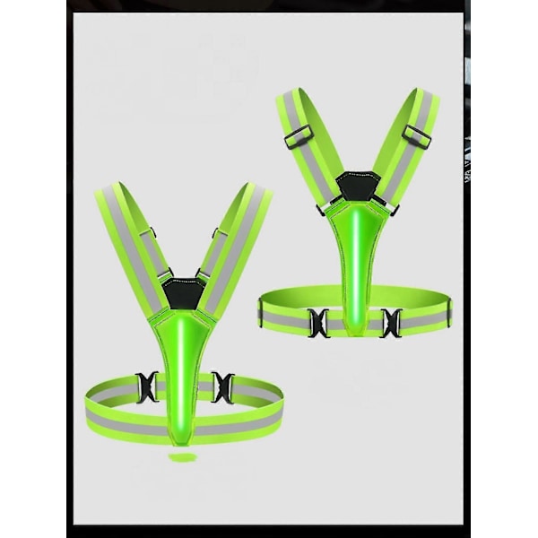LED Refleksvest USB Genopladelig Løbeudstyr Nat Lysende Vest Sikkerhedsudstyr Justerbar Elastisk Størrelse Natløb LED