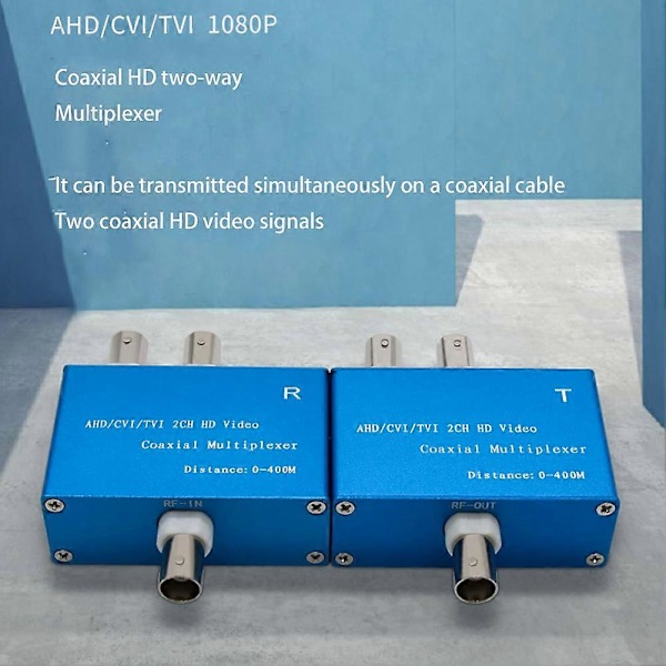 1080P AHD/CVI/TVI / 2-kanals HD Video Koaxial Multiplexer (2 kanaler Video i en koaxialkabel Transmis