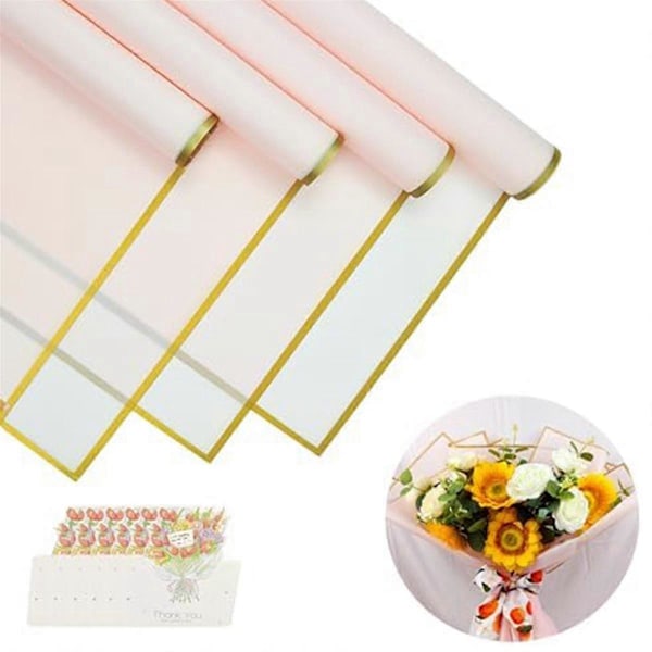 20 Ark Blomomslagspapper med 10st Gratulationskort, Bukettomslagspapper, Blomsterförpackning