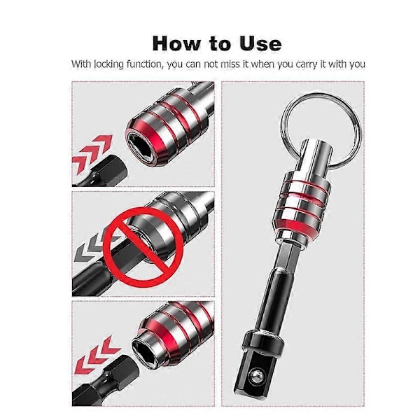 Bitsholder, 10 stk. 1/4 Hex Impact Borebit Hurtigskifteholder Bore Skrueadapter