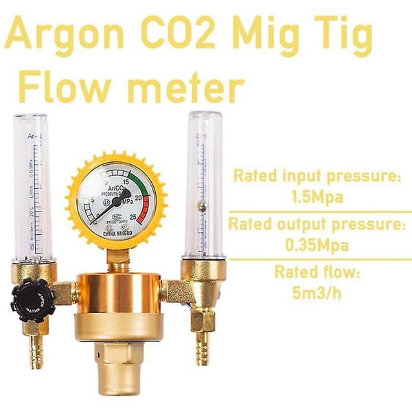 Argon/CO2 Gas Trykregulator – Flowmåler til MIG/TIG-svejsning – Dobbelt Rør Kontrolventil – Holdbart Metal