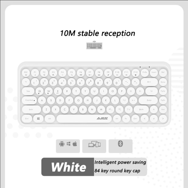 308I trådlöst tangentbord 18/84 tangenter Runt tangentbord Bluetooth tangentbord Bärbart 2,4 GHz numeriskt tangentbord White