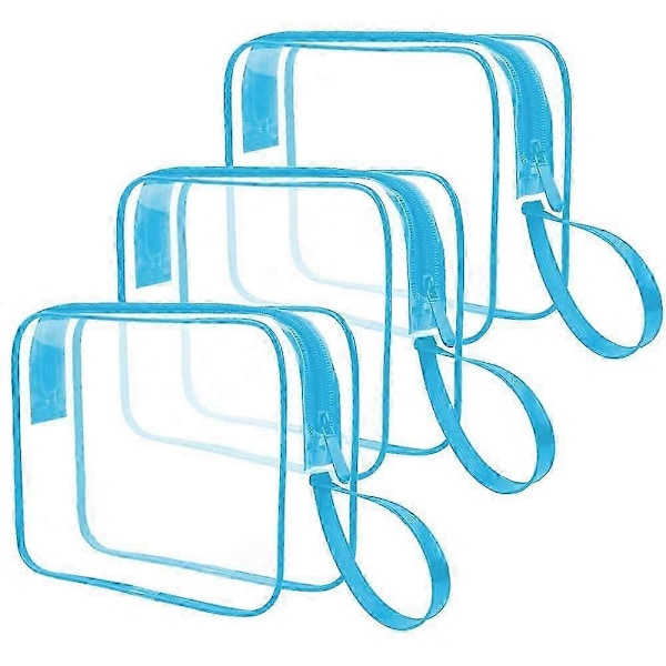 Necessär med handtag, 1-liters reseväskor för toalettartiklar, sminkväska för män och kvinnor, 3 st (Blå)