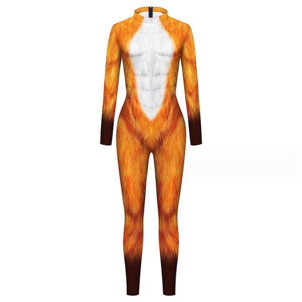 Halloween Cosplay -asu Hauska Body-puku Naisten Miesten Spandex Zentai -puku kokovartaloinen eläimen kallo printed Halloween-rekvisiitta style 2 S