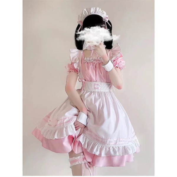 2022 Svart Søt Lolita Maid Kostymer Jenter Kvinner Lovely Maid Cosplay Kostyme Animasjon Vis Japansk antrekk Kjole Klær pink XXL