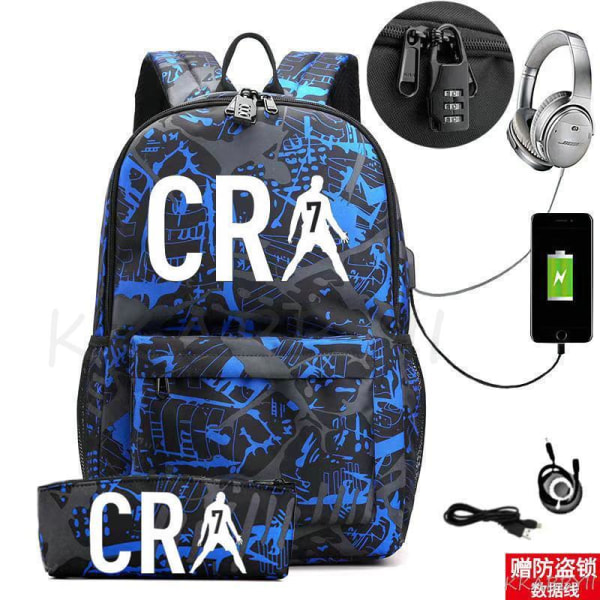 CR7 Ryggsäck Barnskolväska Canvas Studentryggsäck 2st Yellow
