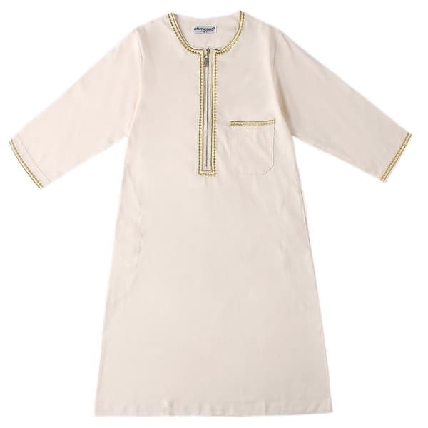 Drenge Saudi Muslim Islamisk Kaftan Beige 120CM