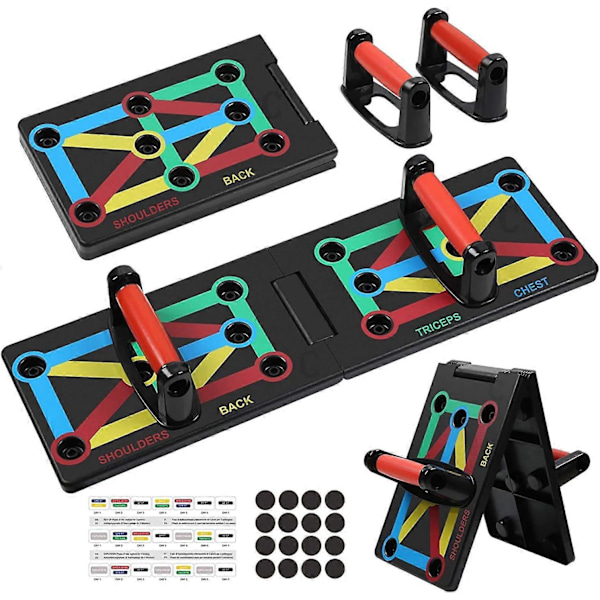 12 i 1 hopfällbar Push Up Rack Board Träning Gym Fitness System Träningsställ för Kroppsträning