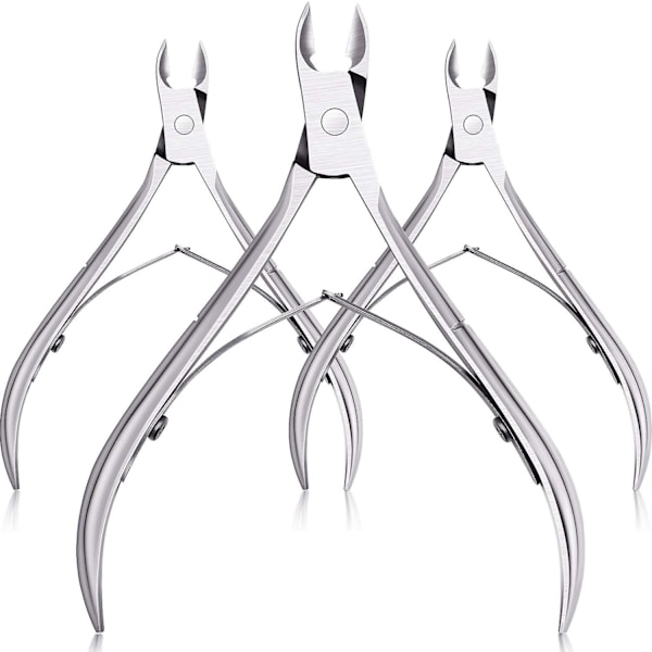 Set med 3 Nagelknipsare Kutikula Trimmer Vassa Blad Kutikula Trimmer Rostfritt Stål Nagelknipsare Nageltrimningsverktyg Kutikula-fri Pusher (silver)