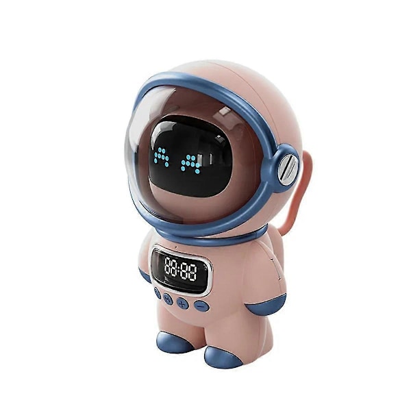 Smart Astronaut Bluetooth-högtalare Portabel Stereo Ai Interaktivt Ljud Med Väckarklocka Stöd Tf/fm Bordsklocka Rosa