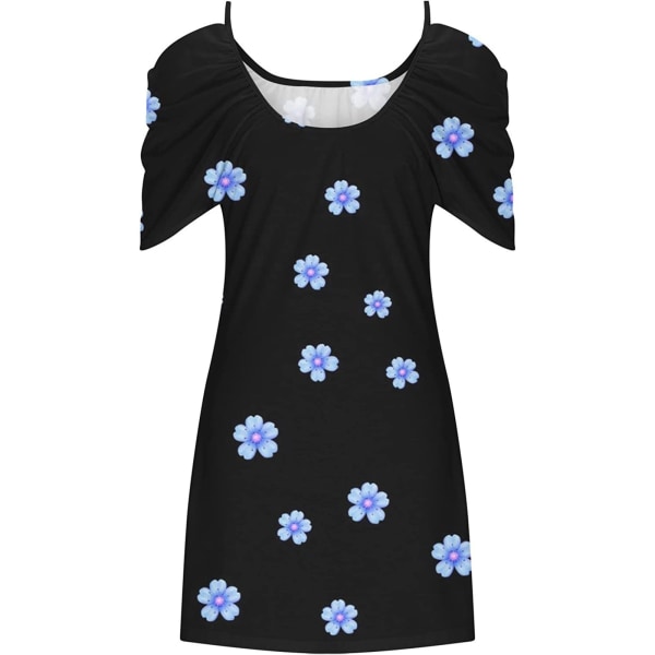 Blomstret Sommerkjole til Kvinder med Spaghettistropper og Uden Ærmer 1-Black XXL