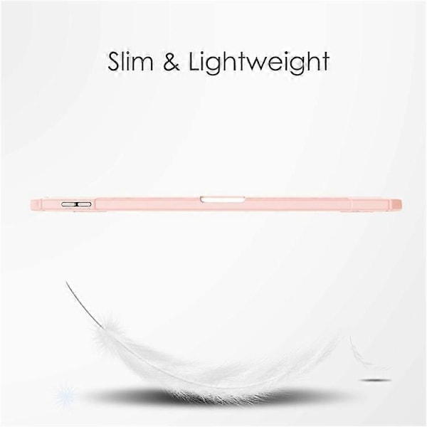 Kompatibelt Skal för iPad Air 11 (2024) Transparent Fodral PU Läder Auto Wake Sleep Skyddande Fodral med Pennhållare Pink