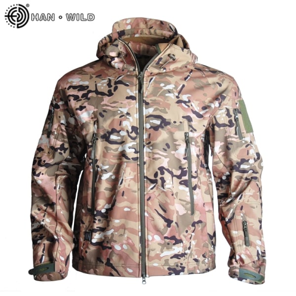Jagttøj Soft Militær Taktisk Jakke Herre Kamp Vandtæt Fleece Herretøj Multicam Frakke Vindjakker CP-Camouflage S for 50-60kg