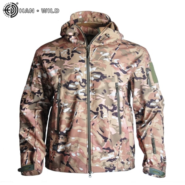 Jakt Jakker Myk Militær Taktisk Jakke Man Combat Vanntett Fleece Herre Klær Multicam Coat Windbreakers CP-Camouflage 4XL for 95-105kg