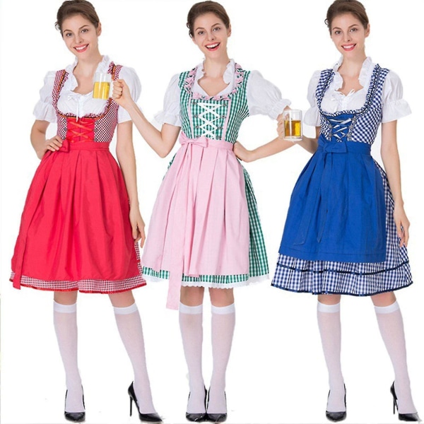 Naisten Oktoberfest-asu Saksalainen Dirndl-mekko Baijerilainen karnevaalijuhla-asu, 100% uusi Red M