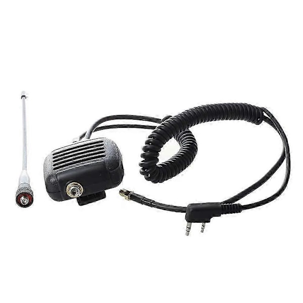 Til 2-Pin Radio Håndholdt Højttaler Dobbelt PTT Mikrofon med Dobbelt Bånd SMA-Hun Antenne til