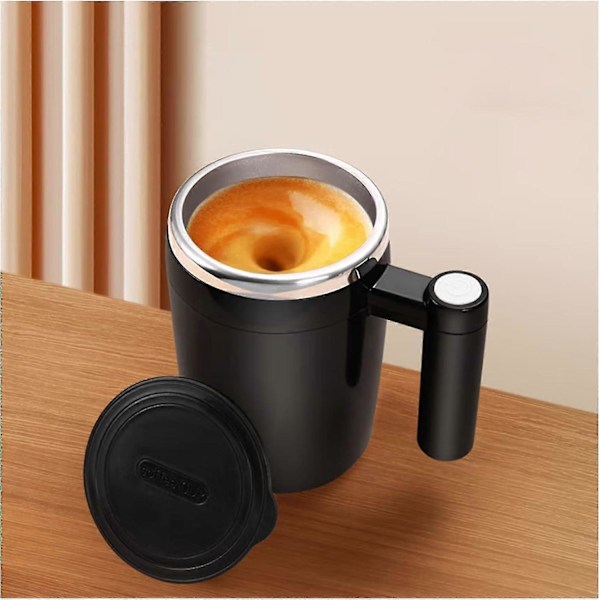 Oppgrader Selv-Rørende Krus, Oppladbar Auto Magnetisk Krus Automatisk Magnetisk Rører Kaffekopp Rustfritt Stål Selv-Rørende Kaffekopp for Kaffe