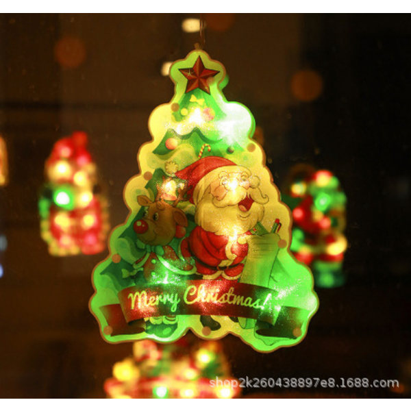 LED juledekoration sugekop lys butik vindue hænge lys trompet gammel mand klokke snemand atmosfære lys Christmas tree