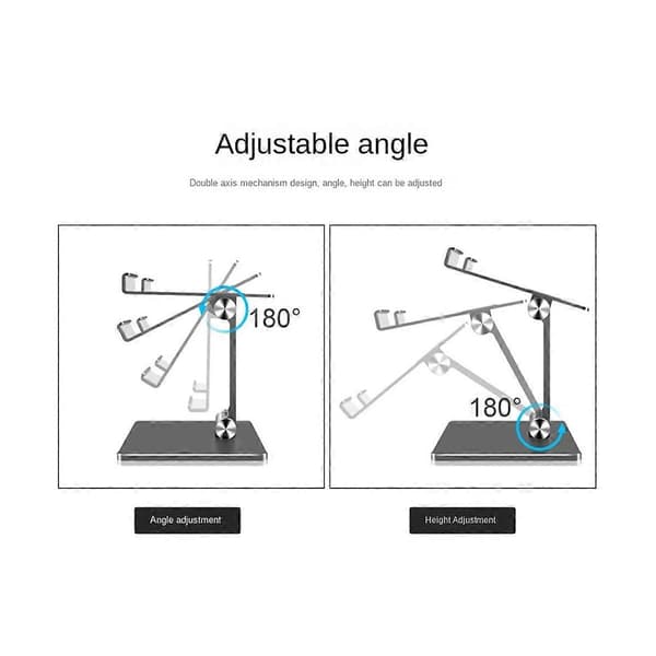 Tabletstand i aluminiumlegering, egnet til iPad, høj vinkeljustering, multifunktionel tablet-desktop