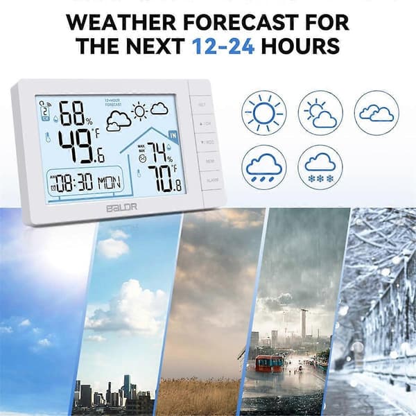 Trådlös väderstation med trådlös sensor DCF radiostyrd klocka Inomhus/Utomhus Termometer
