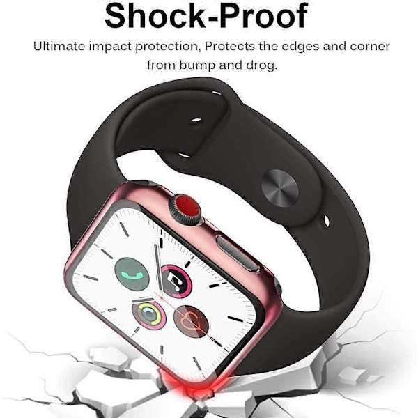 2 Stycken Kompatibla med Apple Watch Series 1/2/3 44mm Skal, [Full Täckning] Anti-Repor Härdat Glas Skärmskydd + PC Stötfångarskydd Skal f
