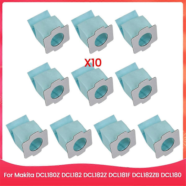 10 Støvsugerposer Samlersæt til DCL180Z DCL182 DCL182Z DCL181F DCL182ZB DCL180 Reservedele