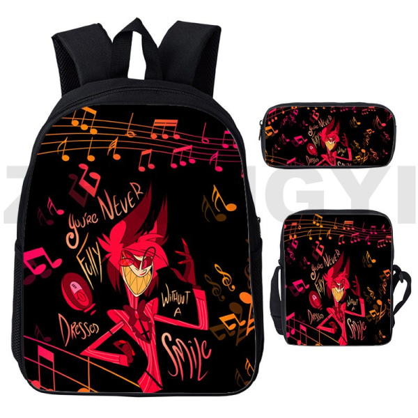 Tecknad Hazbin Ryggsäck Herr Sport Skolväska Set om 3 Hazbin27 3 Pcs Set 12 inch