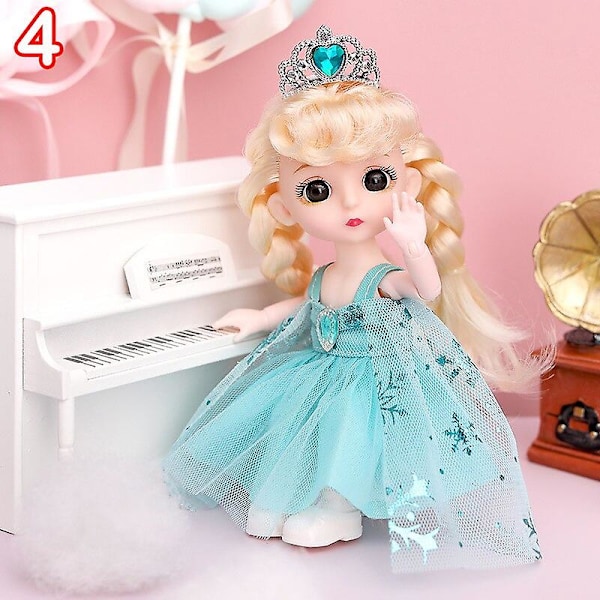 16 cm Mini Modeleksak Docka Med Kläder Miniatyr Barndocka Flicka Baby Söt Utklädnad 4
