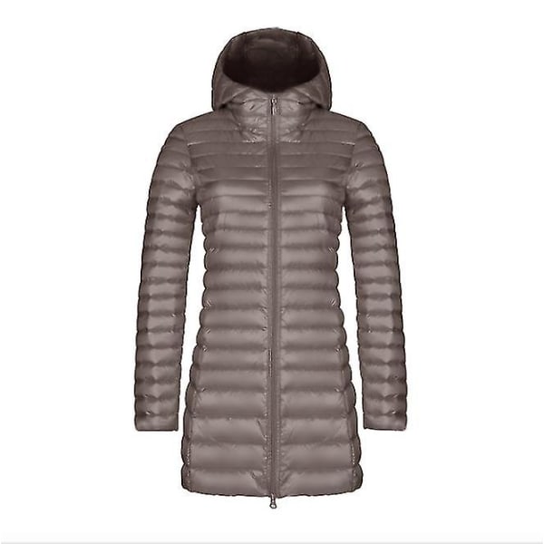 Efterår og vinter ny mode dunjakke kvindelig tynd sektion lang sektion hætteklædt koreansk version af den slanke store størrelse simple jakke Camel XXXL